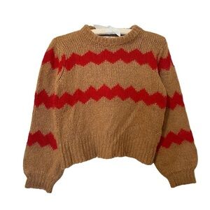 TWINS Brown Red Knit Alpaca Blend Sweater Balloon Sleeve Made in Italy - Sz M